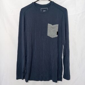 SAXX Blue SLEEPWALKER PAJAMA Long Sleeve Pocket Tee SHIRT Mens Size L EUC